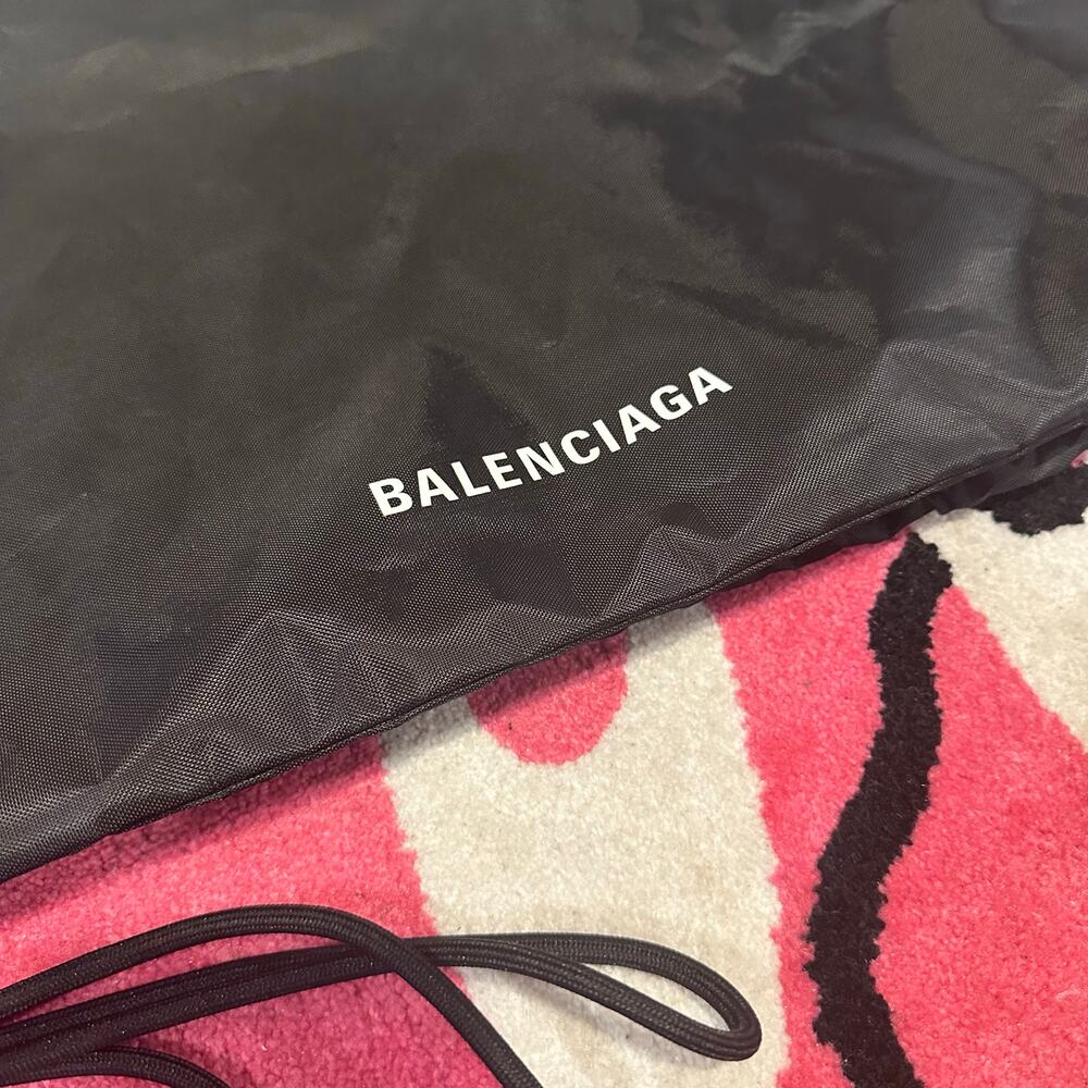 Balenciaga Black Nylon Drawstring Backpack Bag – 23" x 19.5" - Picture 3 of 6